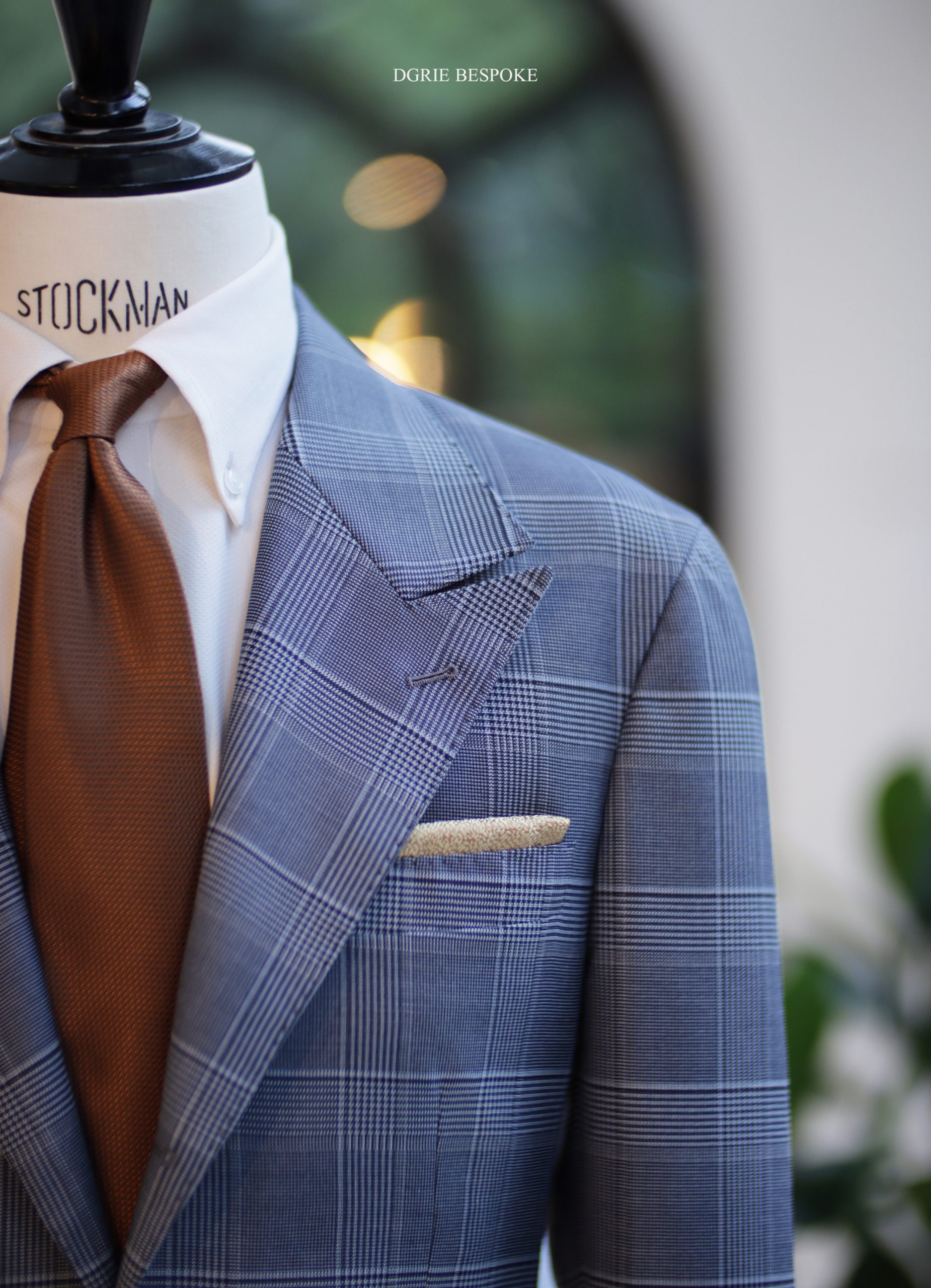 ร้านตัดสูท ตัดสูทลำลองลายตารางฟ้า DGRIE Blue Check Light Sport Jacket