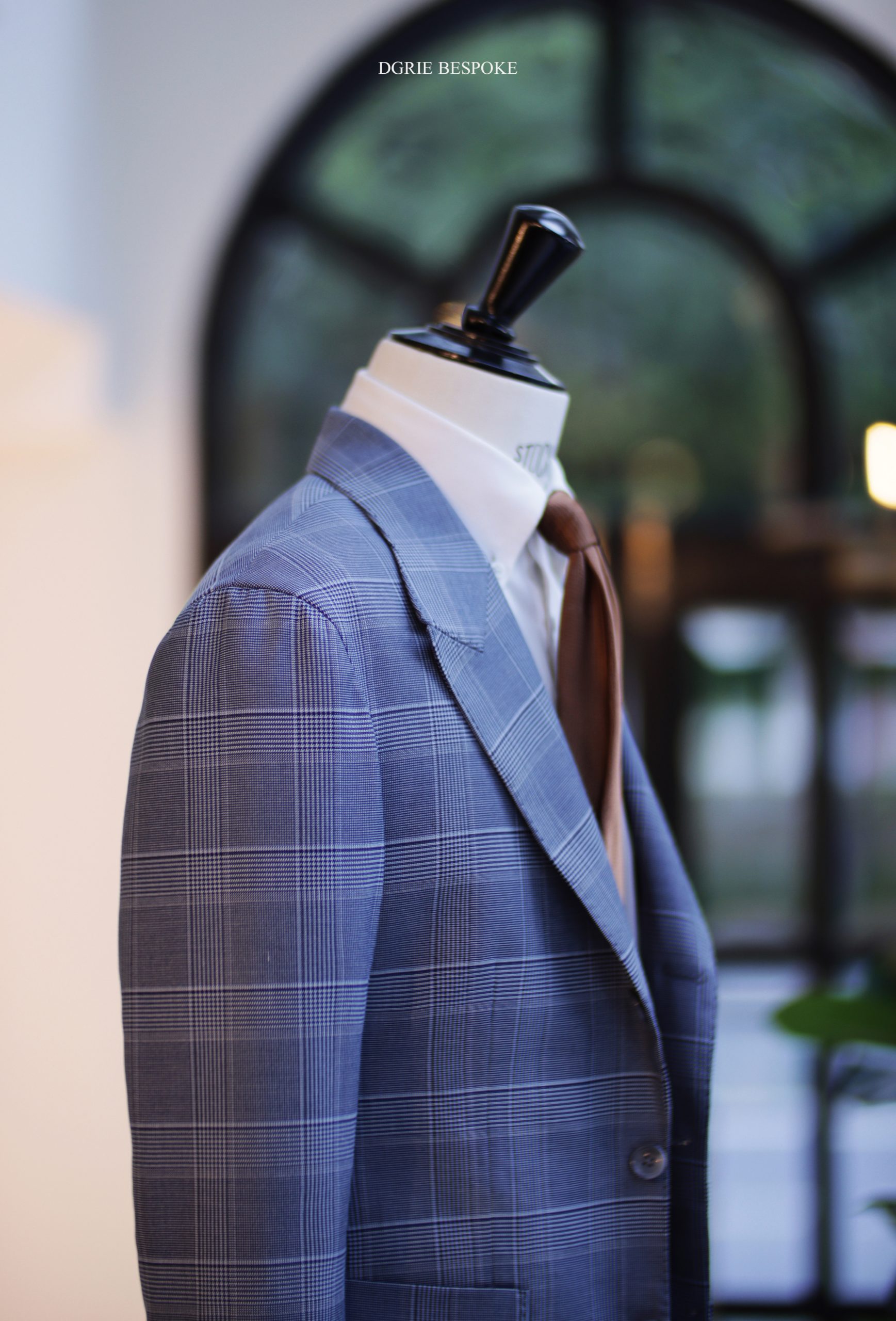 ร้านตัดสูท ตัดสูทลำลองลายตารางฟ้า DGRIE Blue Check Light Sport Jacket