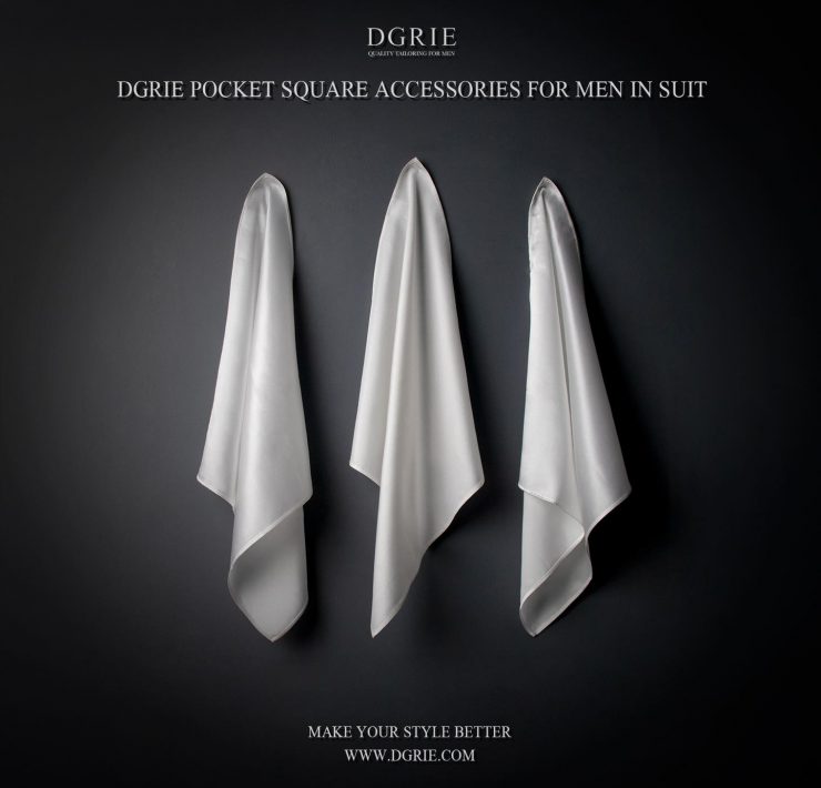 ผ้าเช็ดหน้าผ้าไหม สีขาว White Pocket square made in Italy 100% Silk