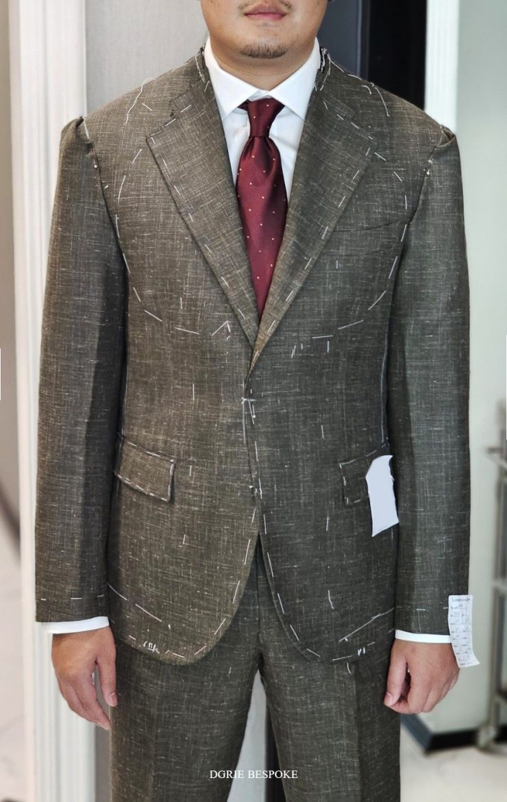 ตัดสูท Fitting 2nd Dark Olive Green Wool Silk Linen Suit