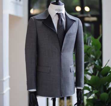 ตัดแจ็คเก็ตซิป Grey Check Zip Safari Jacket