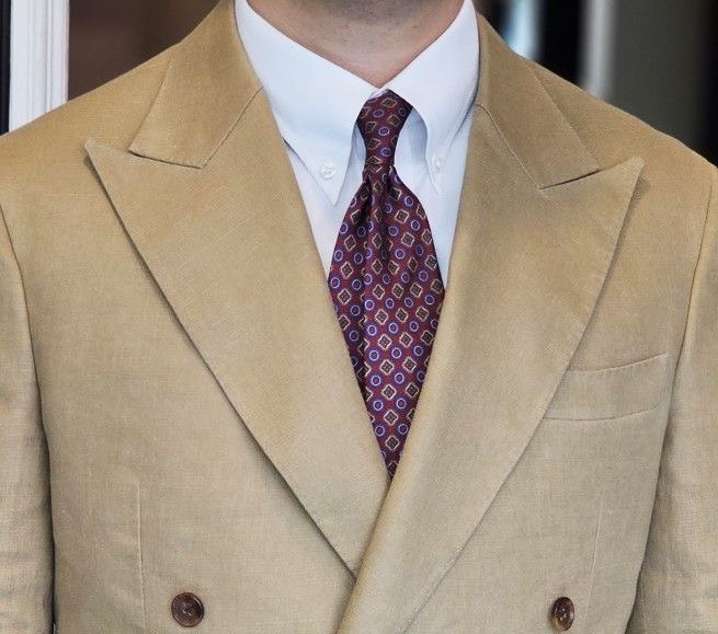 ตัดสูทลินิน สีเบจ DGRIE Beige Linen Double-Breasted Suits
