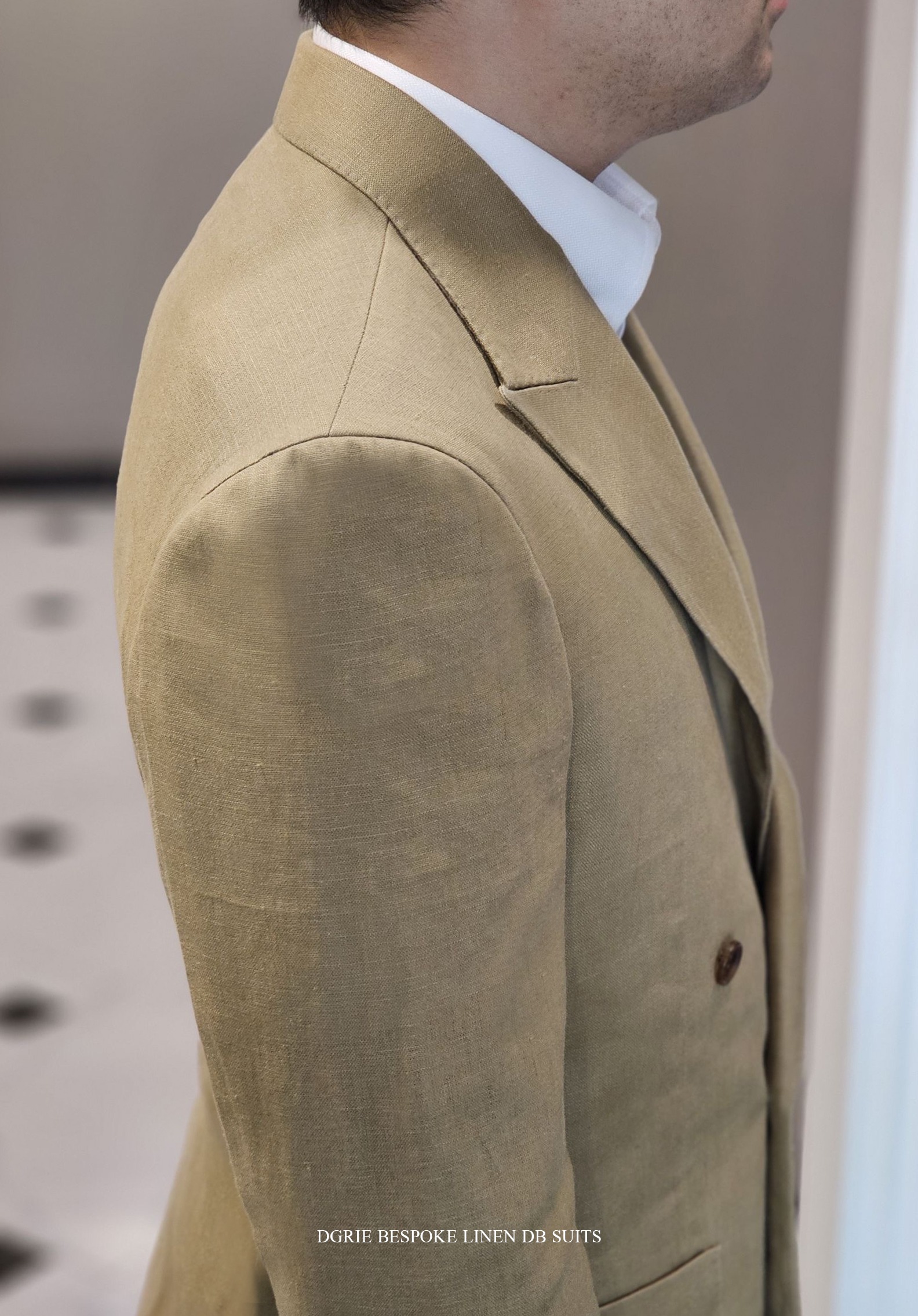 ตัดสูทลินิน สีเบจ DGRIE Beige Linen Double-Breasted Suits