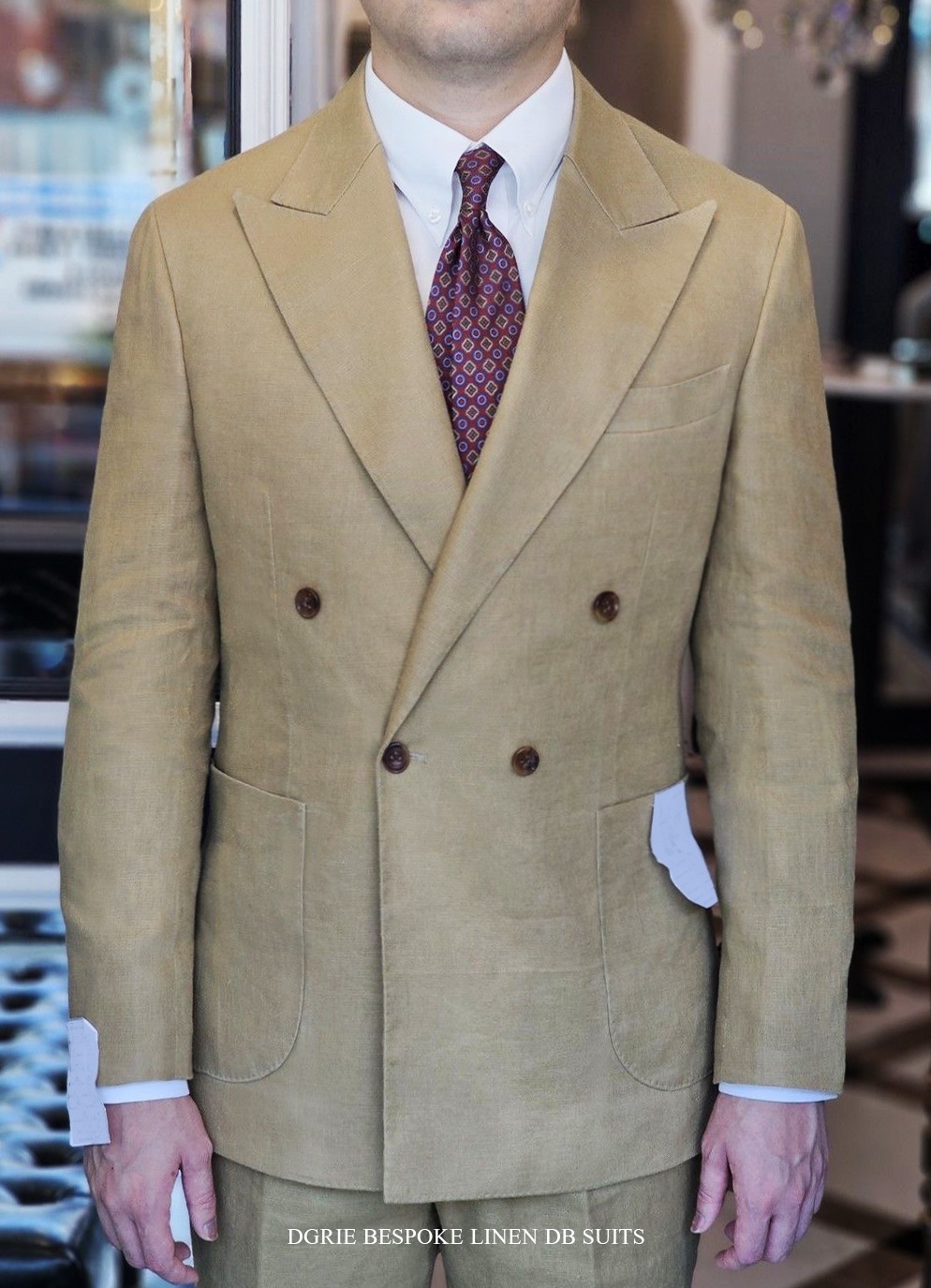 ตัดสูทลินิน สีเบจ DGRIE Beige Linen Double-Breasted Suits