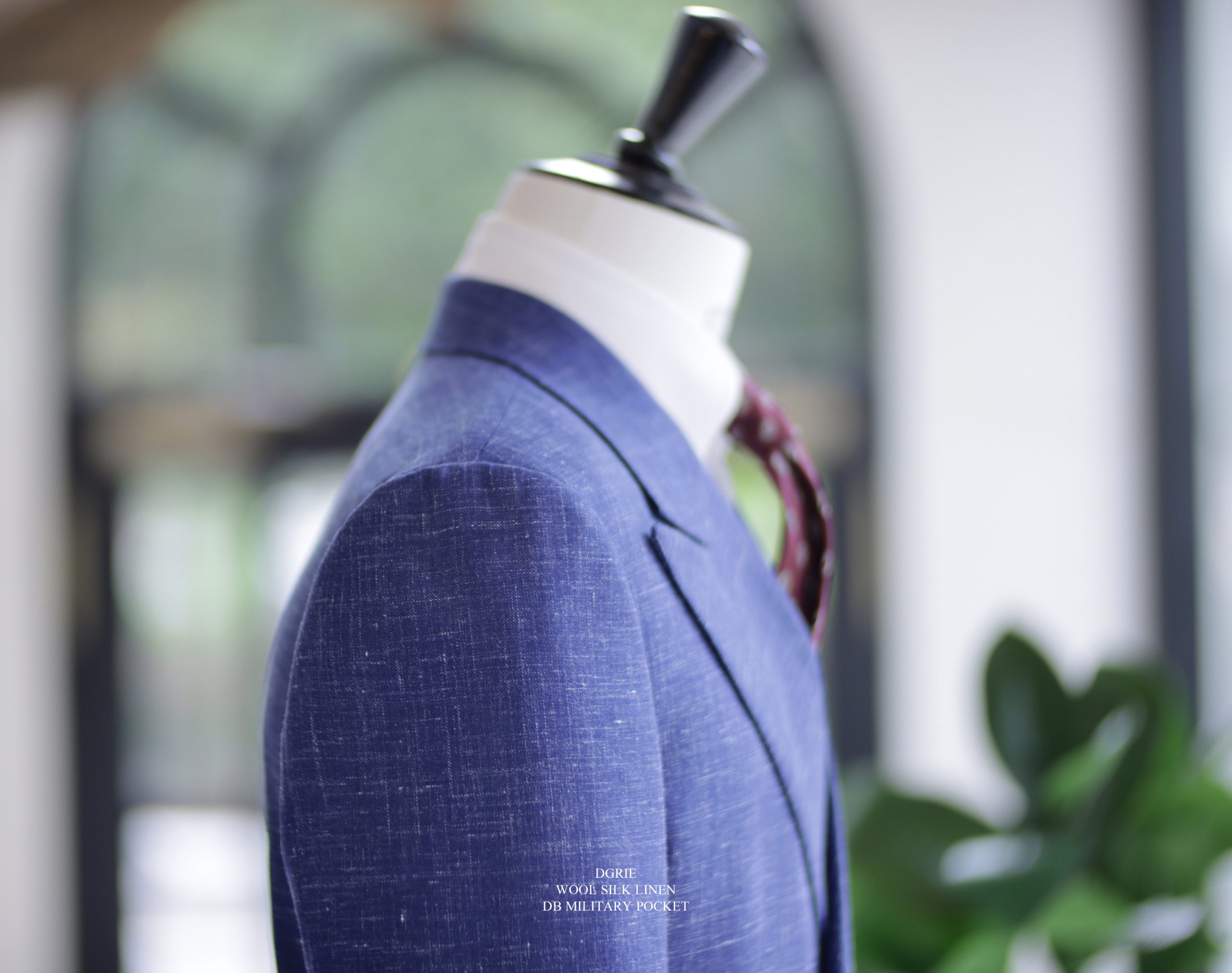 ร้านตัดสูท สไตล์วินเทจ DGRIE Blue Wool Silk Linen DB Military Jacket