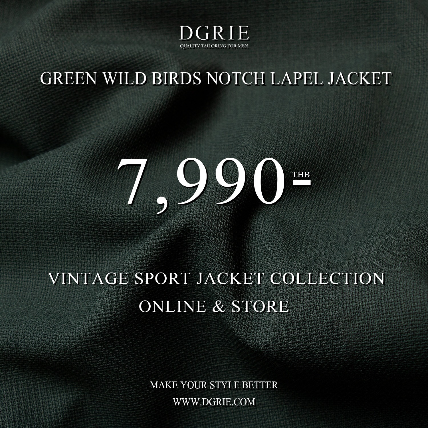 เสื้อสูทสีเขียว DGRIE Hopsack Green Notch Lapel Jacket