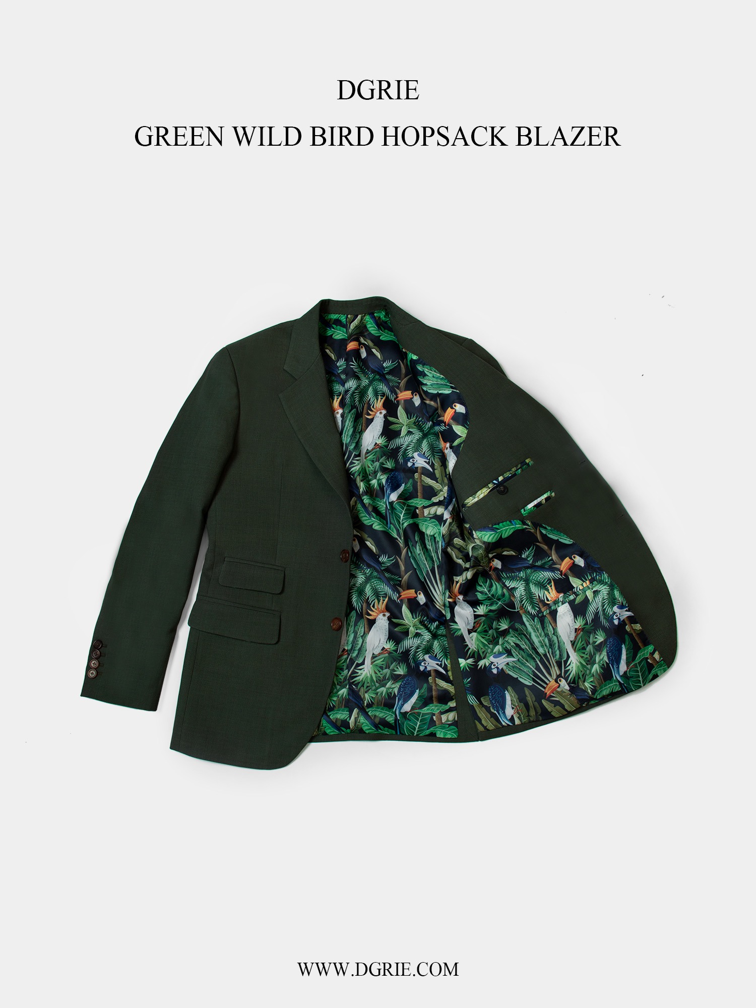 เสื้อสูทสีเขียว DGRIE Hopsack Green Notch Lapel Jacket