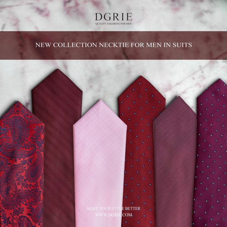 เนคไท สีแดง Red & Burgundy 3 Inch 100% Silk Ties - DGRIE