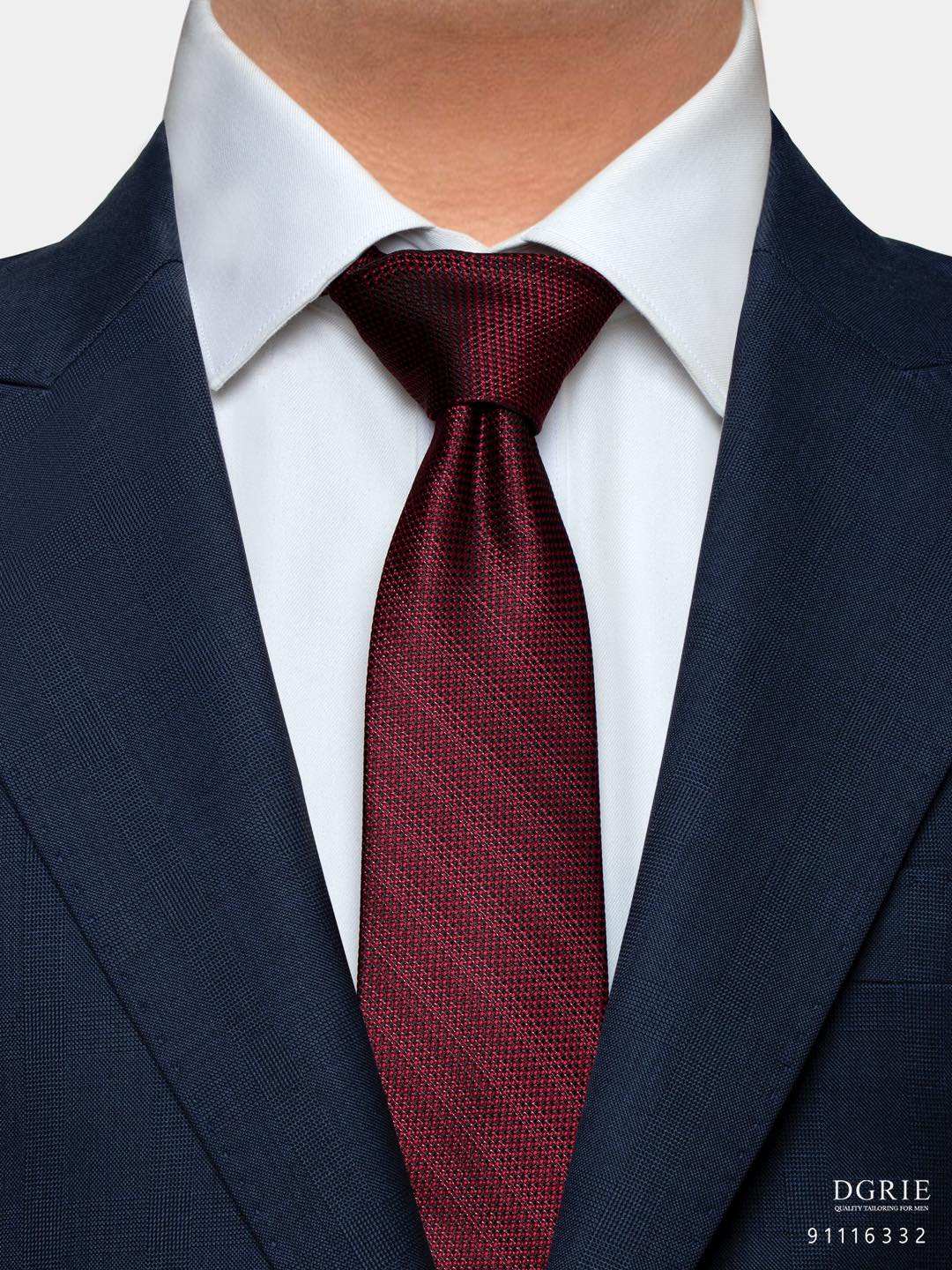 เนคไท สีแดง Red & Burgundy 3 Inch 100% Silk Ties - DGRIE