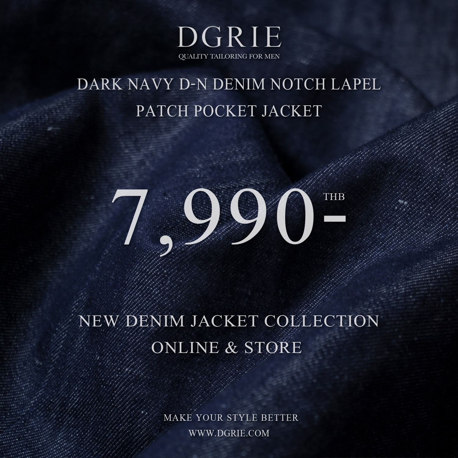 สูทยีนส์ Denim Notch Lapel Patch Pocket Jacket- DGRIE