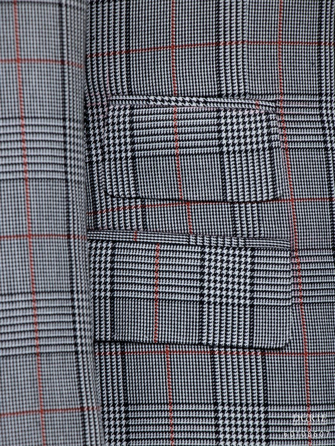 เสื้อสูทสีเทา ตาราง Grey & Red Check Wool Blend Infinity Jacket