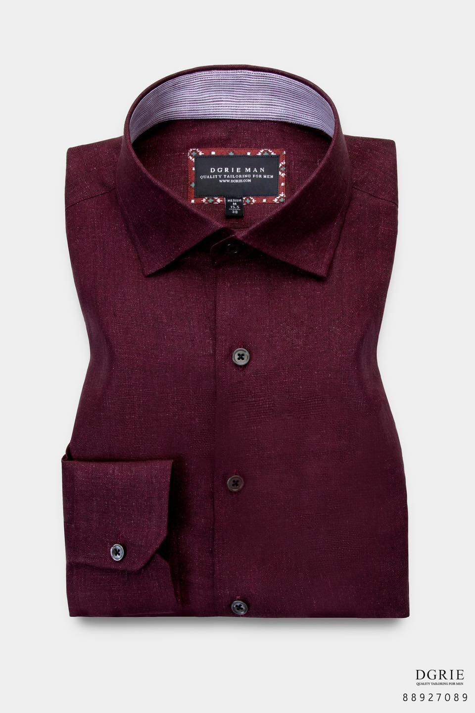 เสื้อเชิ้ตลินิน สีแดง Poland Linen Burgundy Shirt
