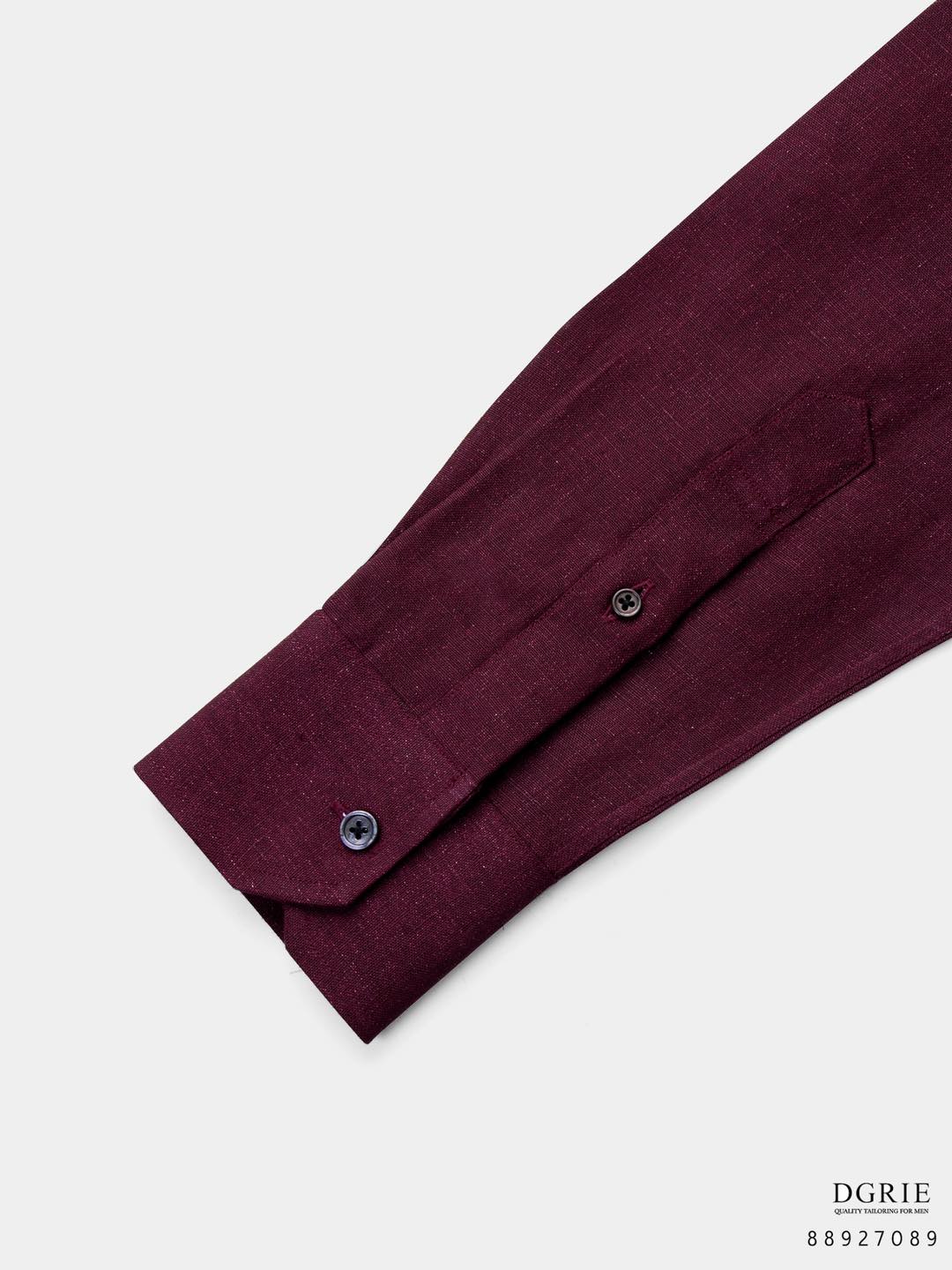 เสื้อเชิ้ตลินิน สีแดง Poland Linen Burgundy Shirt
