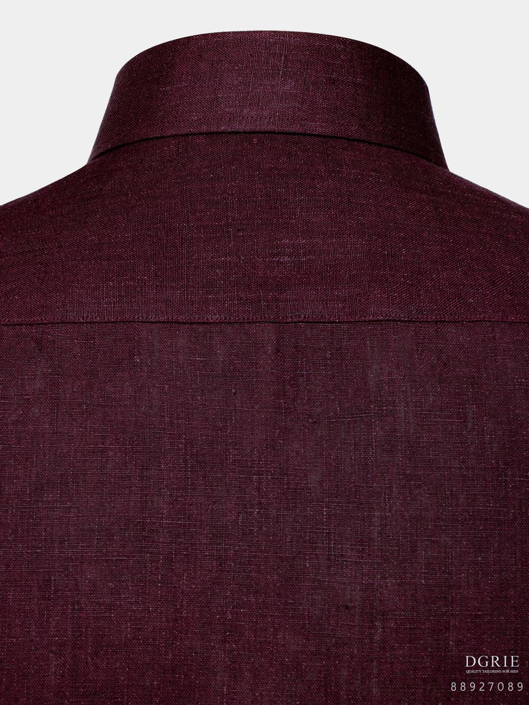 เสื้อเชิ้ตลินิน สีแดง Poland Linen Burgundy Shirt