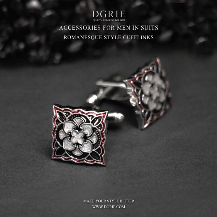 คัฟลิงค์ Red Retro Romanesque Cufflinks