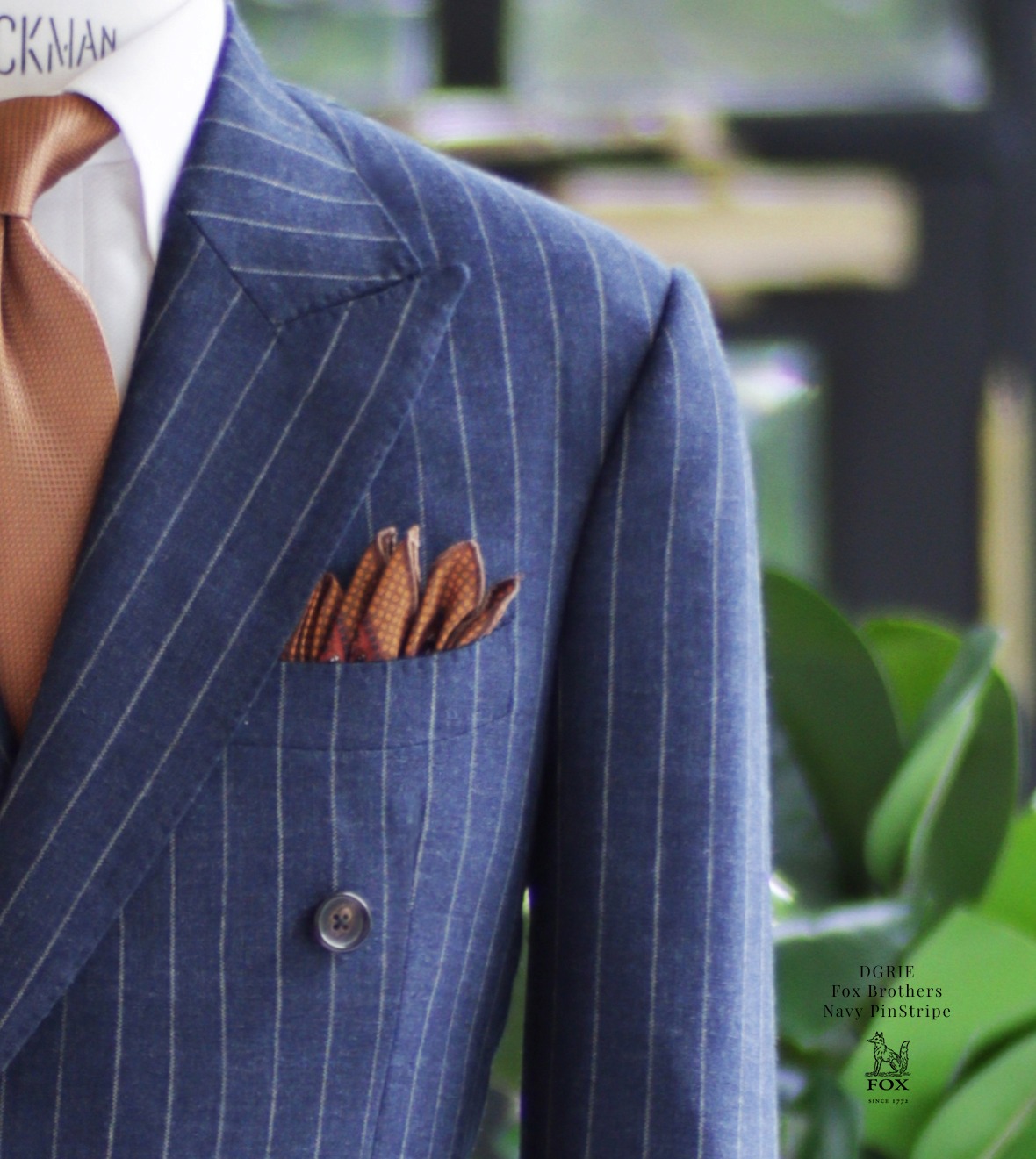 ตัดสูท DGRIE Fox Brothers Navy PinStripe Suit
