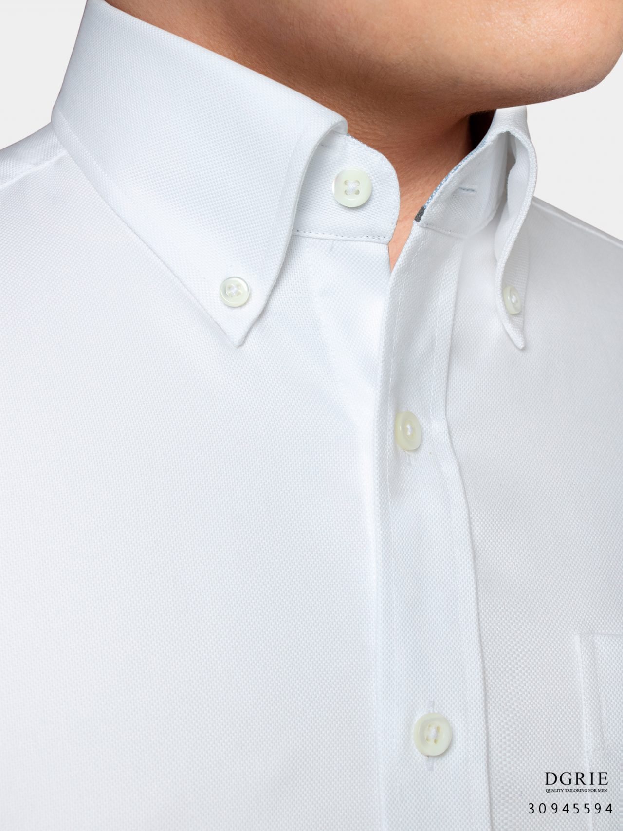 Heavy oxford Mop Button Down White B/G Shirt