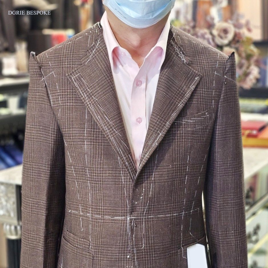 ตัดสูท Fitting Italy Prince of wales Wool Linen Sport Jacket