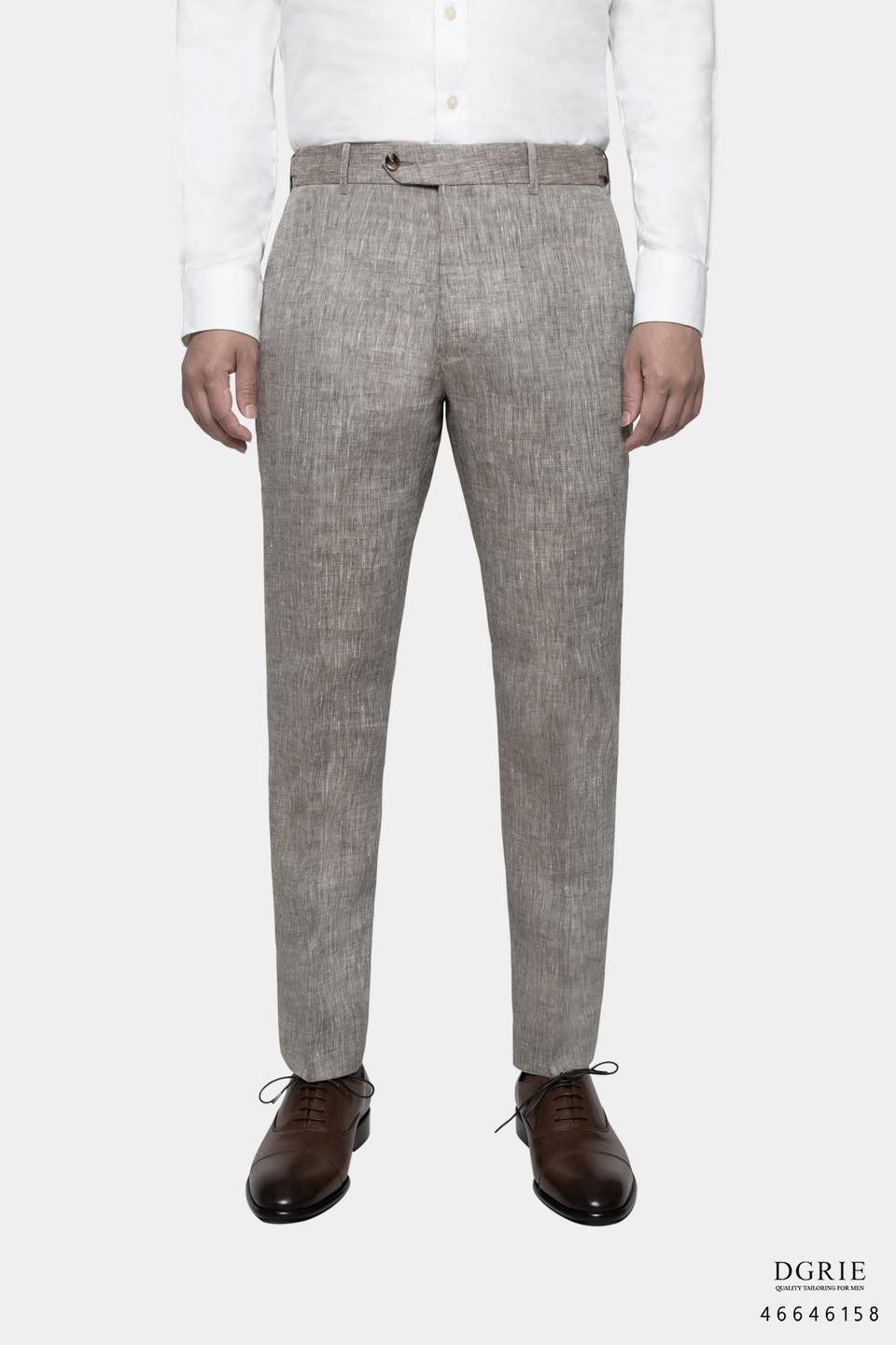 กางเกงลินิน Linen Gray & Green Two Tone Buckel Pants - DGRIE