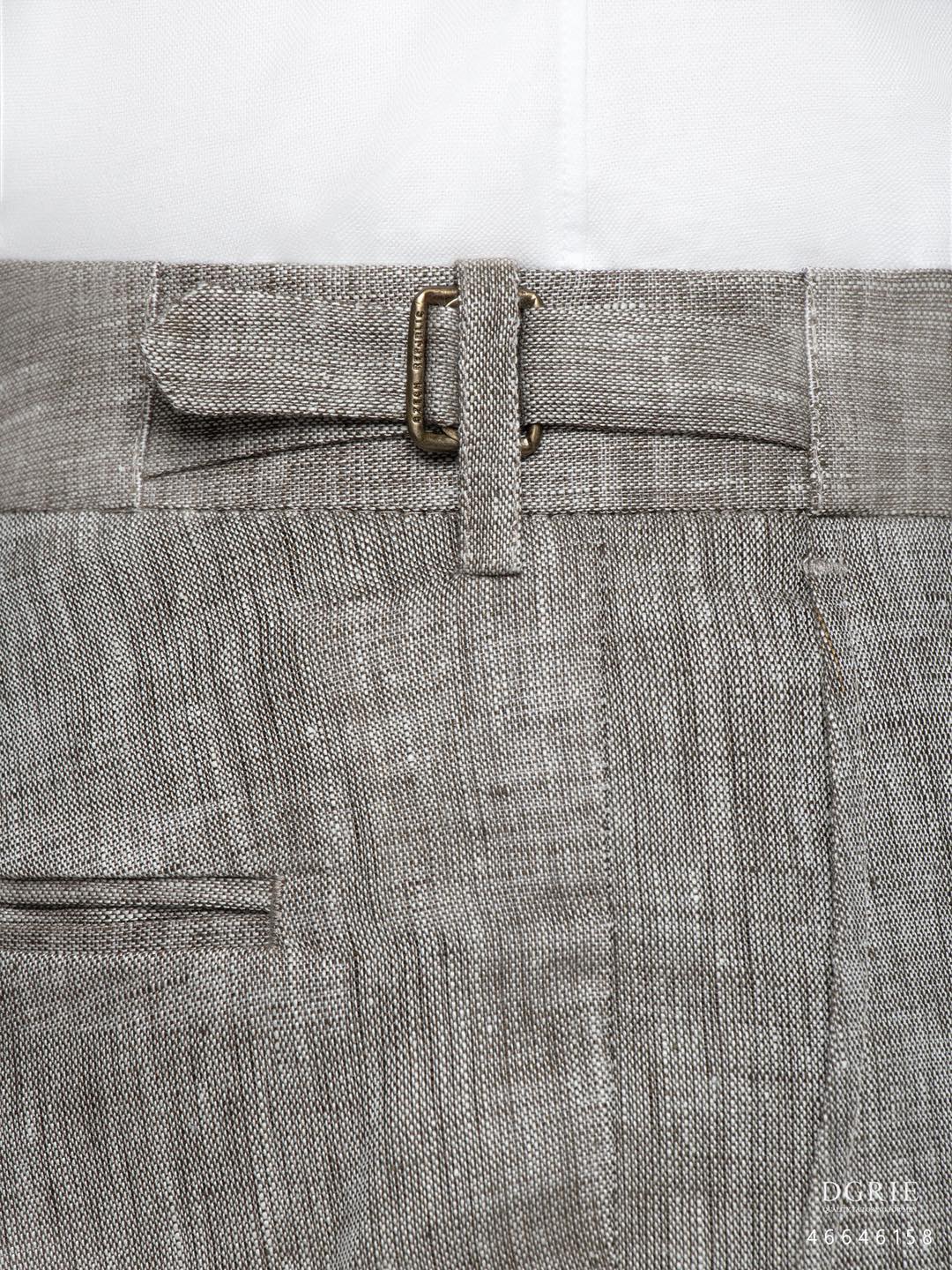 กางเกงลินิน Linen Gray & Green Two Tone Buckel Pants - DGRIE