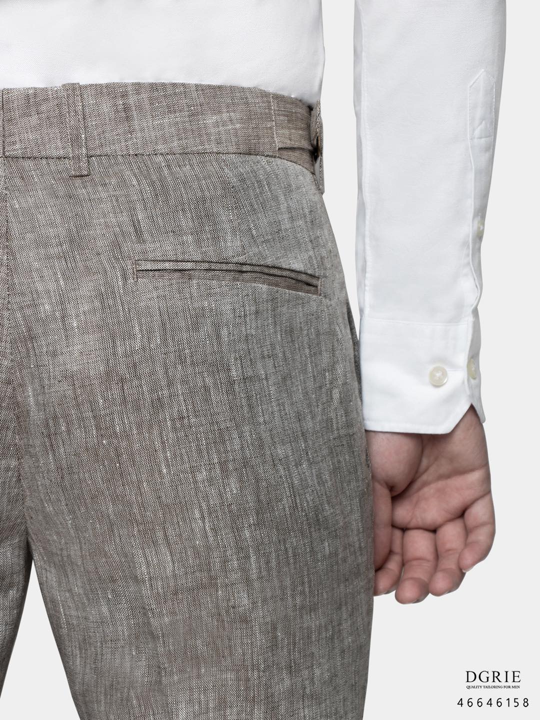 กางเกงลินิน Linen Gray & Green Two Tone Buckel Pants - DGRIE