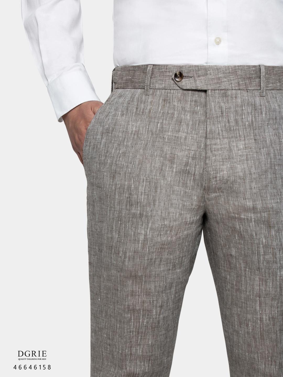 กางเกงลินิน Linen Gray & Green Two Tone Buckel Pants - DGRIE