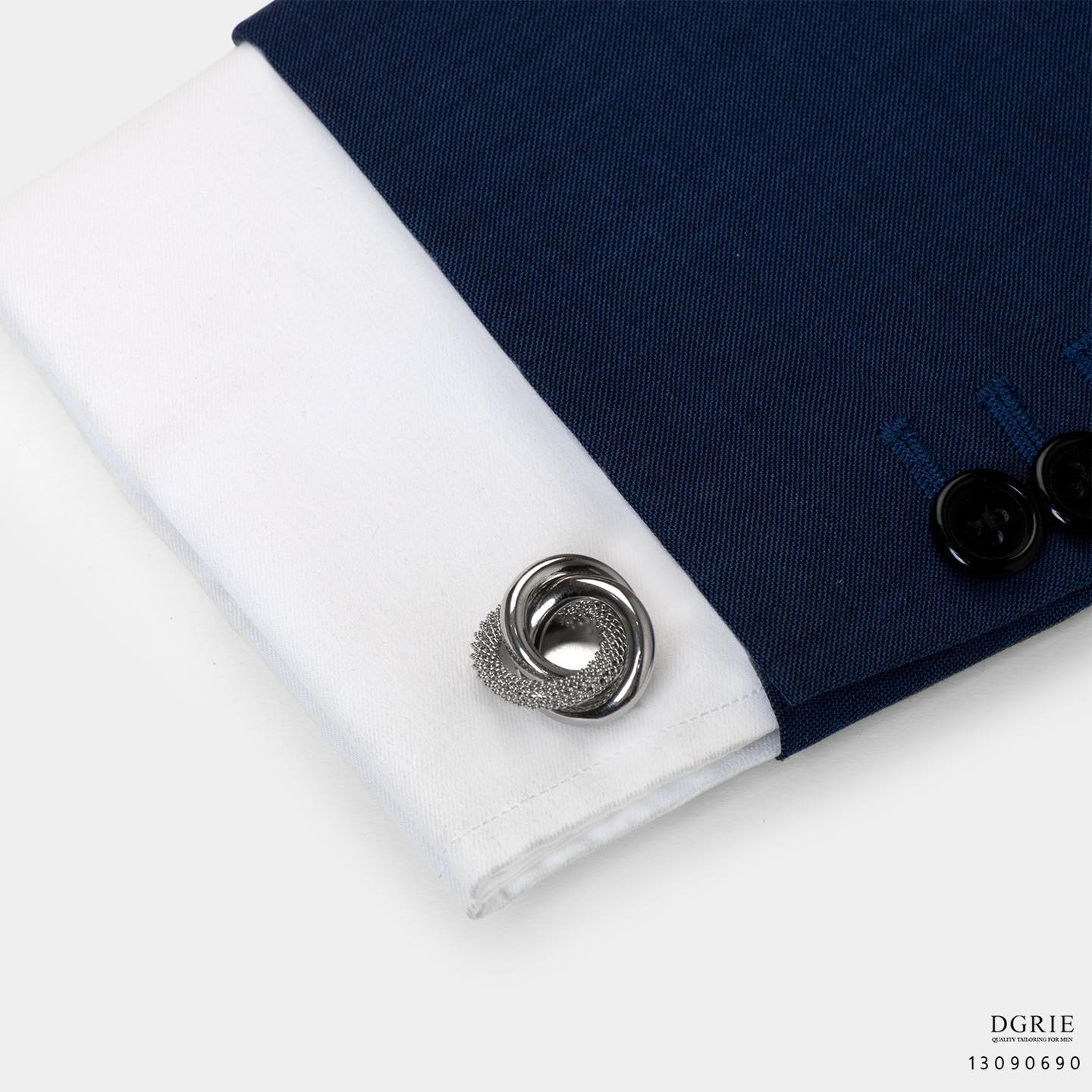 คัฟลิ้งค์ Romanesque Rhodium Plated Silver Knot Cufflinks - DGRIE