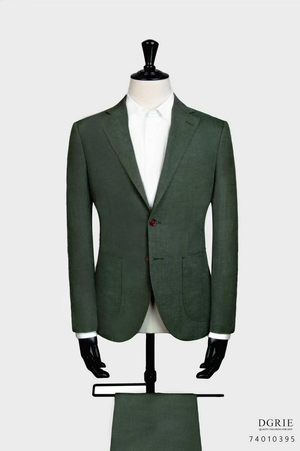 เสื้อสูท ลินิน สีเขียว Dark Green Wool Silk Linen Suit - DGRIE