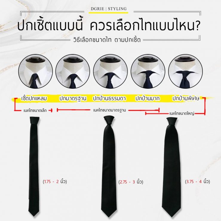 วิธีเลือกขนาดไท ตามปกเชิ้ต - DGRIE