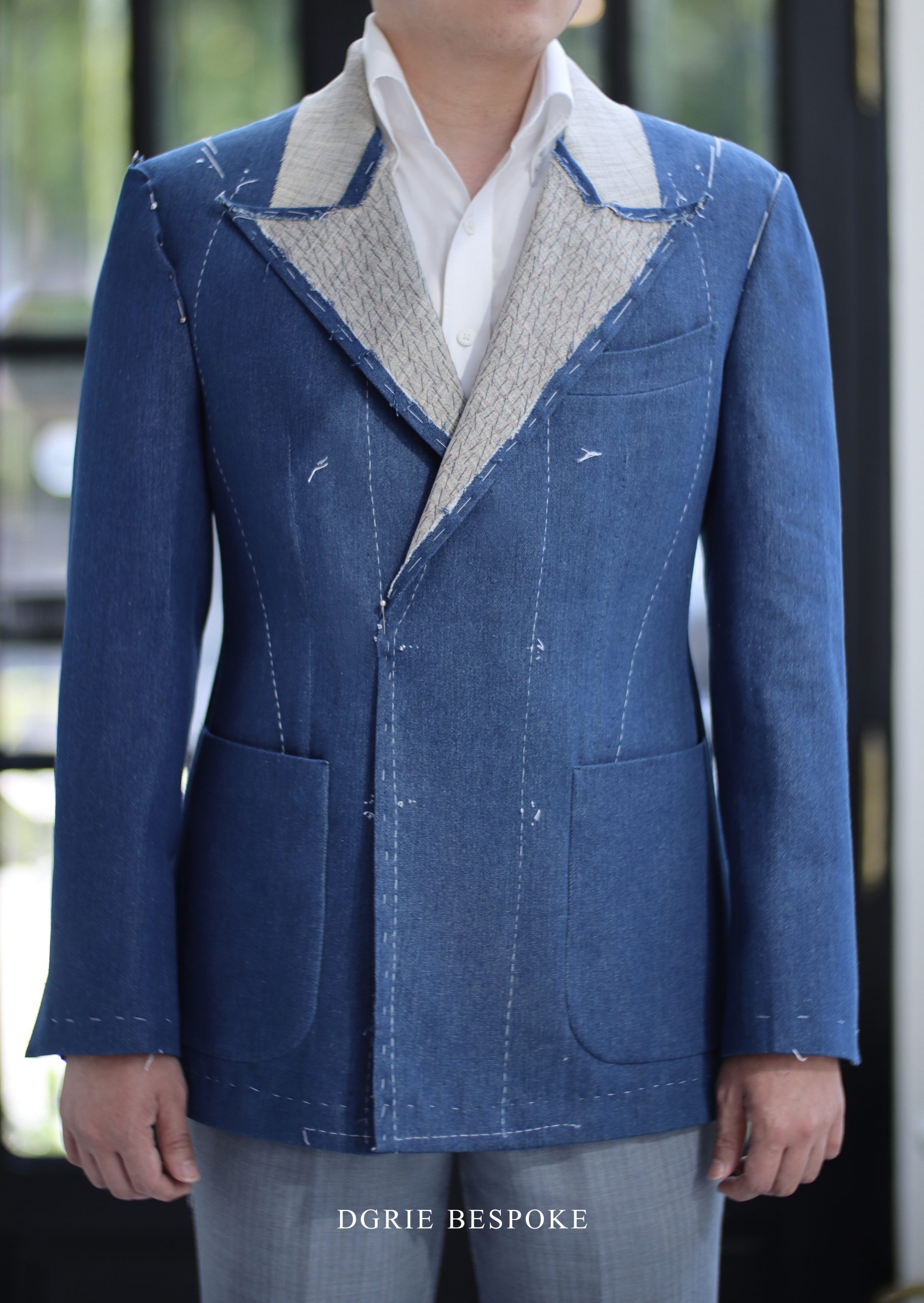 DGRIE ตัดสูทผ้ายีนส์ ตัดสูทหางม้า Full Canvas Denim Suits