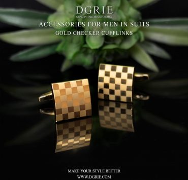 คัฟลิงค์ลายตารางหมากรุก Square Designer Cufflinks in Gold