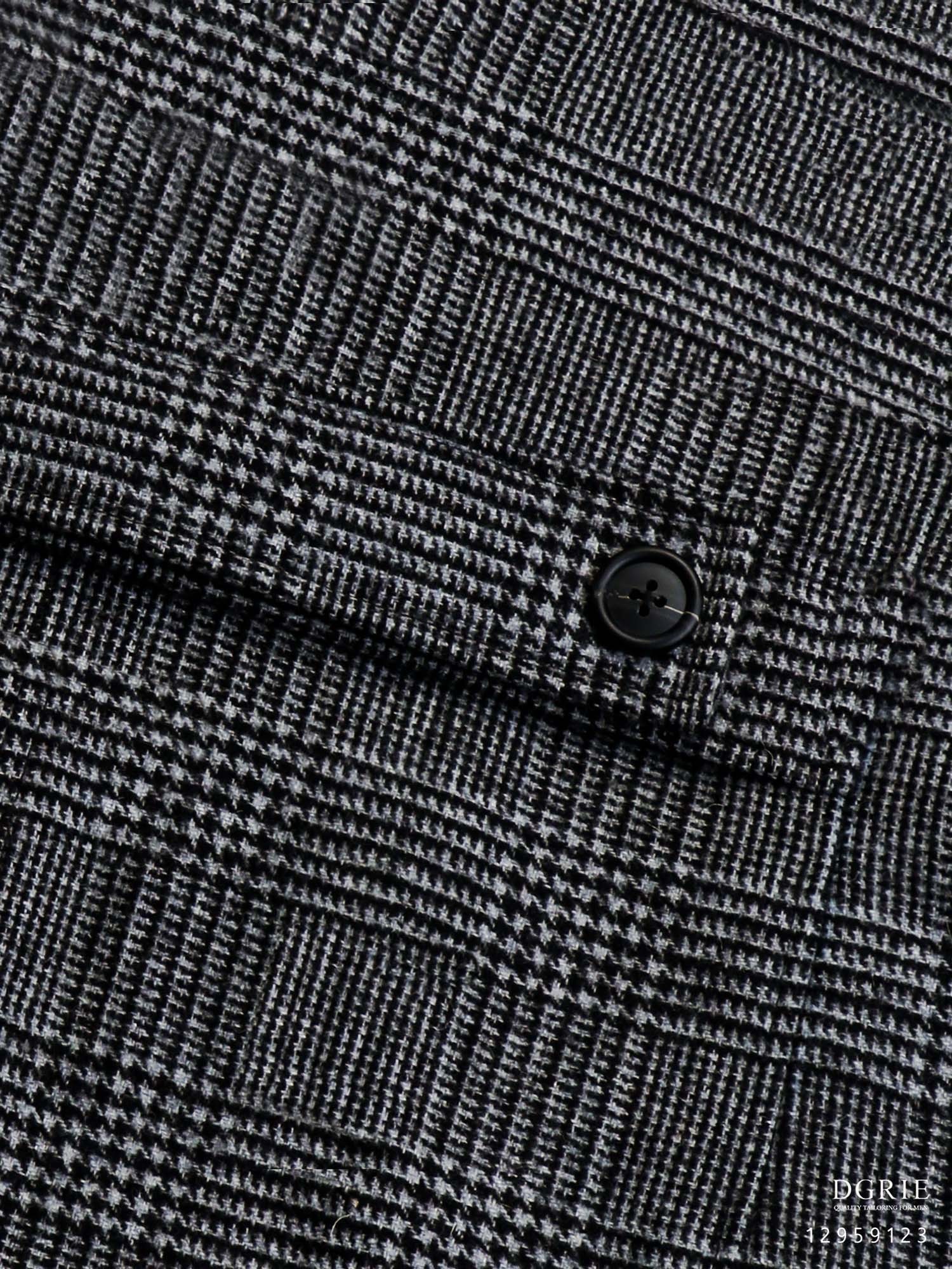 พีโค้ท สีเทา เสื้อโค้ท ลายตาราง Dark Gray Glen Check 6 Botton Melton Wool Pea Coat