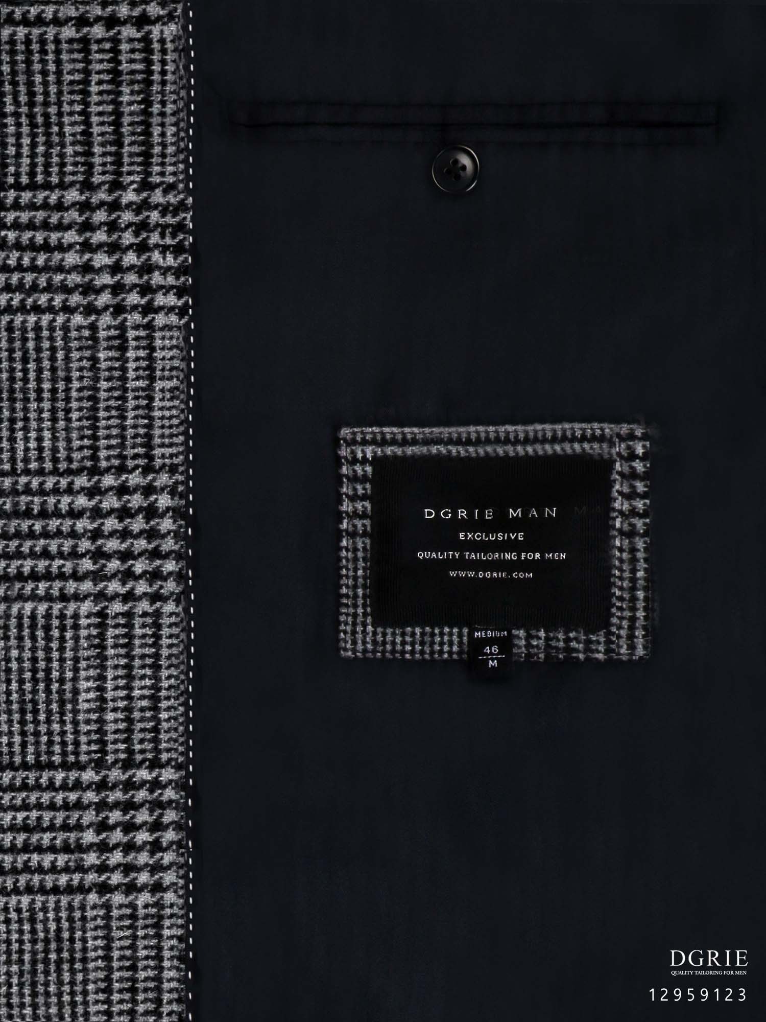 พีโค้ท สีเทา เสื้อโค้ท ลายตาราง Dark Gray Glen Check 6 Botton Melton Wool Pea Coat