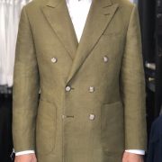 ตัดสูท ผ้าลินินสีเขียว OLIVE GREEN LINEN DOUBLE BREASTED SUITS