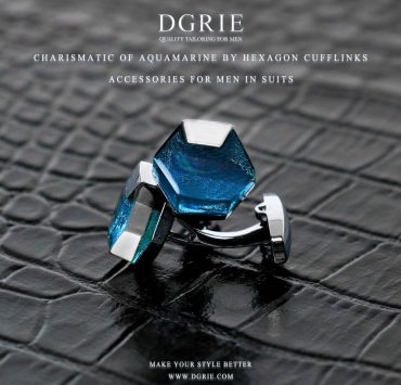 คัฟลิงค์ Charismatic of Aquamarine by Hexagon Cufflinks - DGRIE