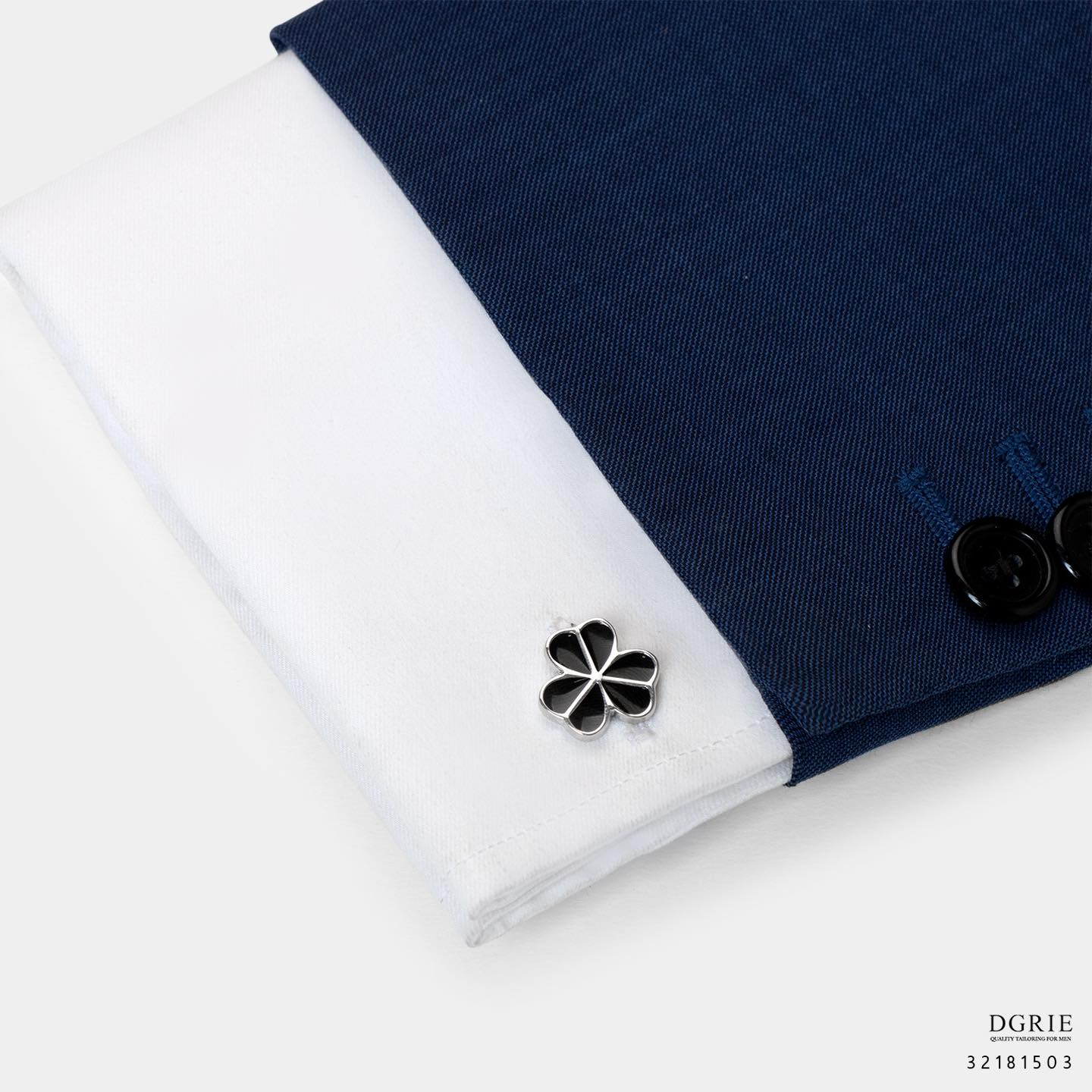 คัฟลิงค์ DGRIE Black Silver Oxalis Leaf Cufflinks