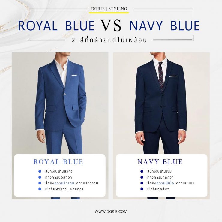Royal Blue vs Navy Blue - 2 สีที่คล้ายแต่ไม่เหมือน