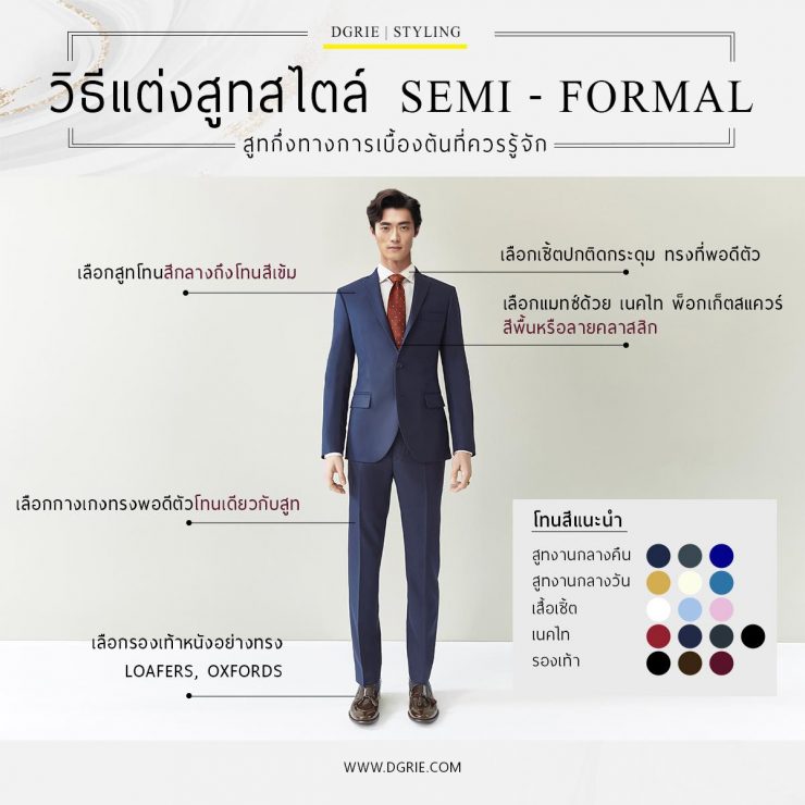 วิธีแต่งสูทสไตล์ Semi - Formal