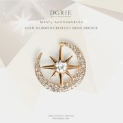 เข็มกลัด Victorian Diamond Crescent Moon Gold Brooch - DGRIE