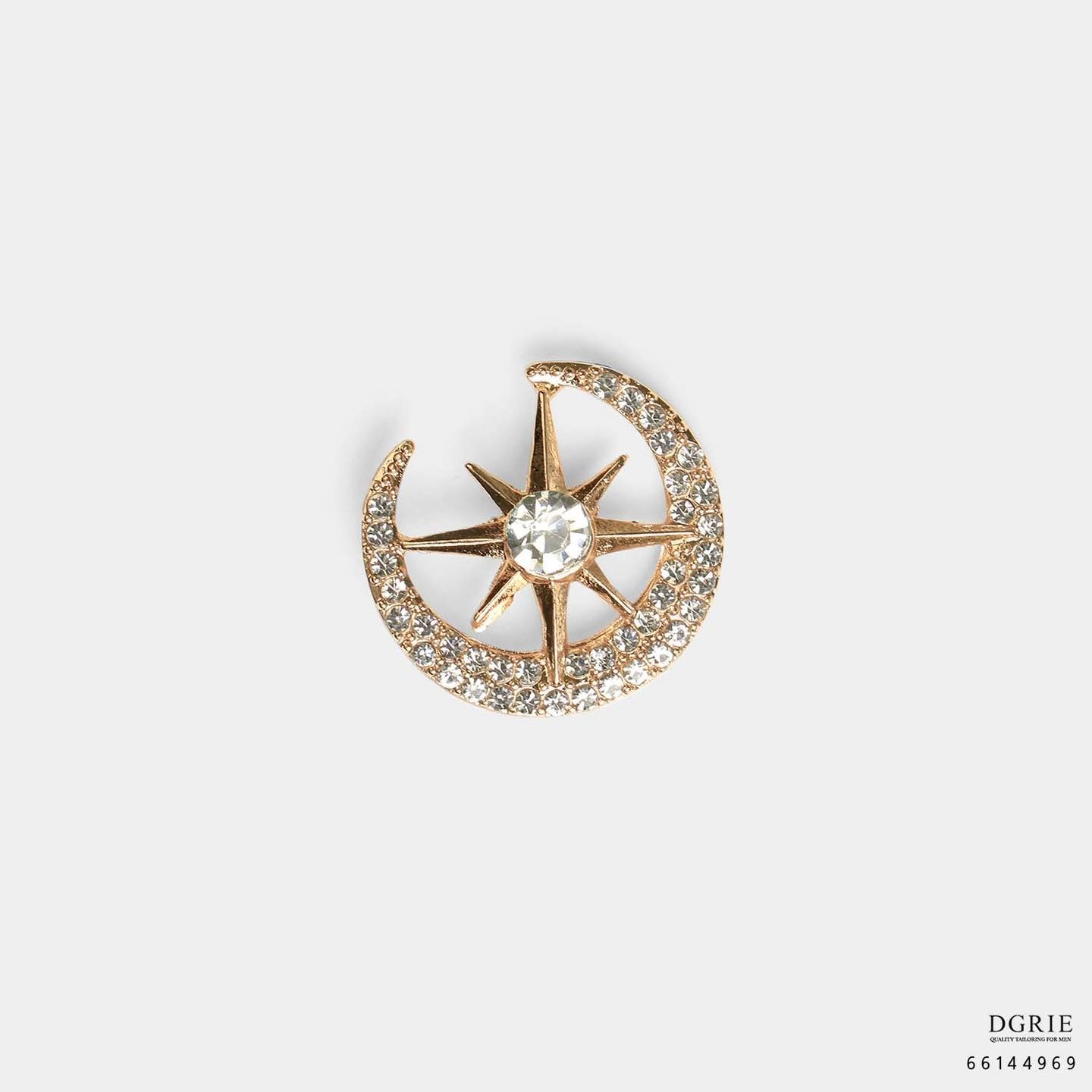 เข็มกลัด Victorian Diamond Crescent Moon Gold Brooch - DGRIE