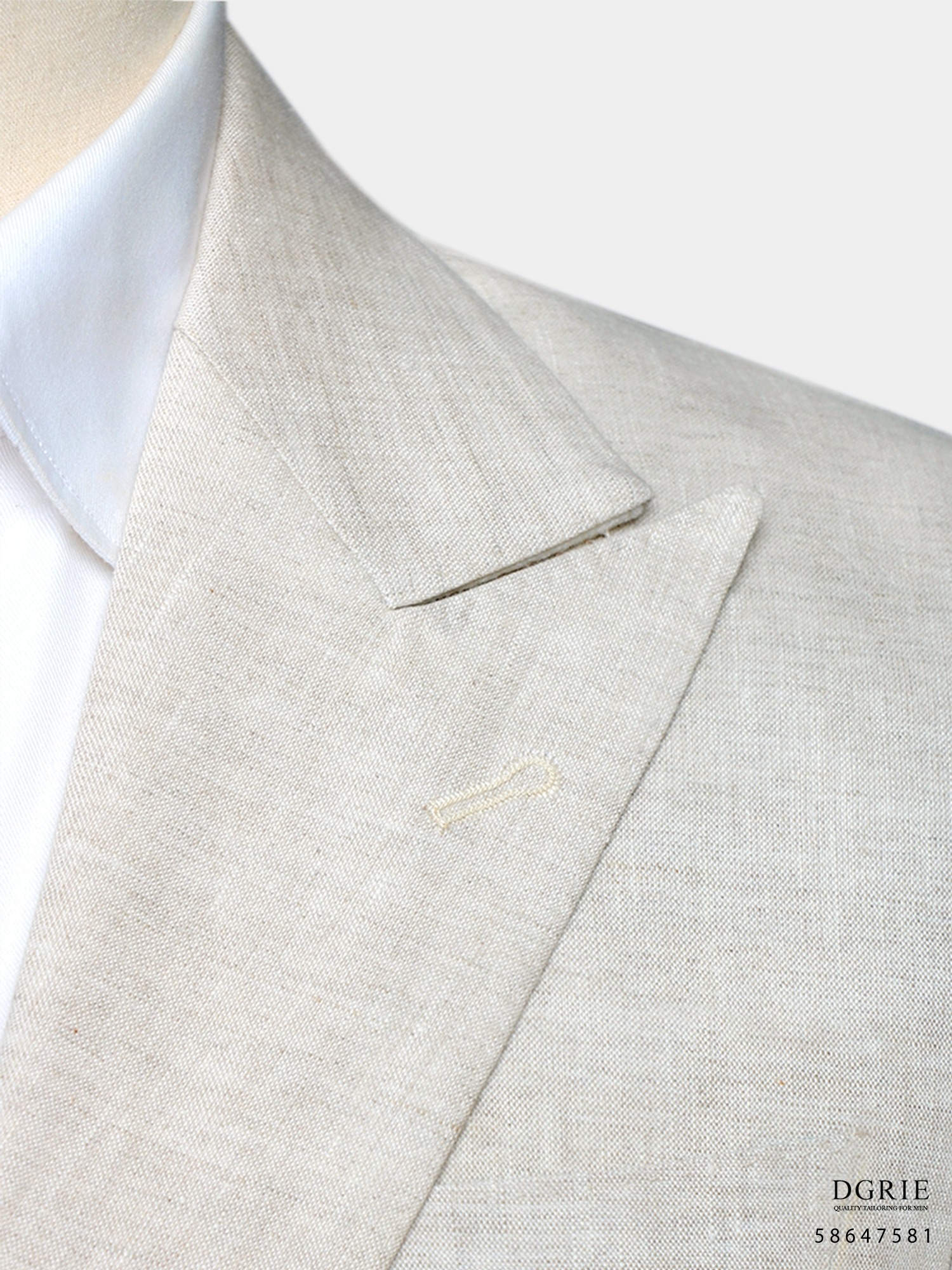 เสื้อสูท ผ้าลินิน สีเบจ - Beige Linen / Blue Flora Stripe Blazer - DGRIE