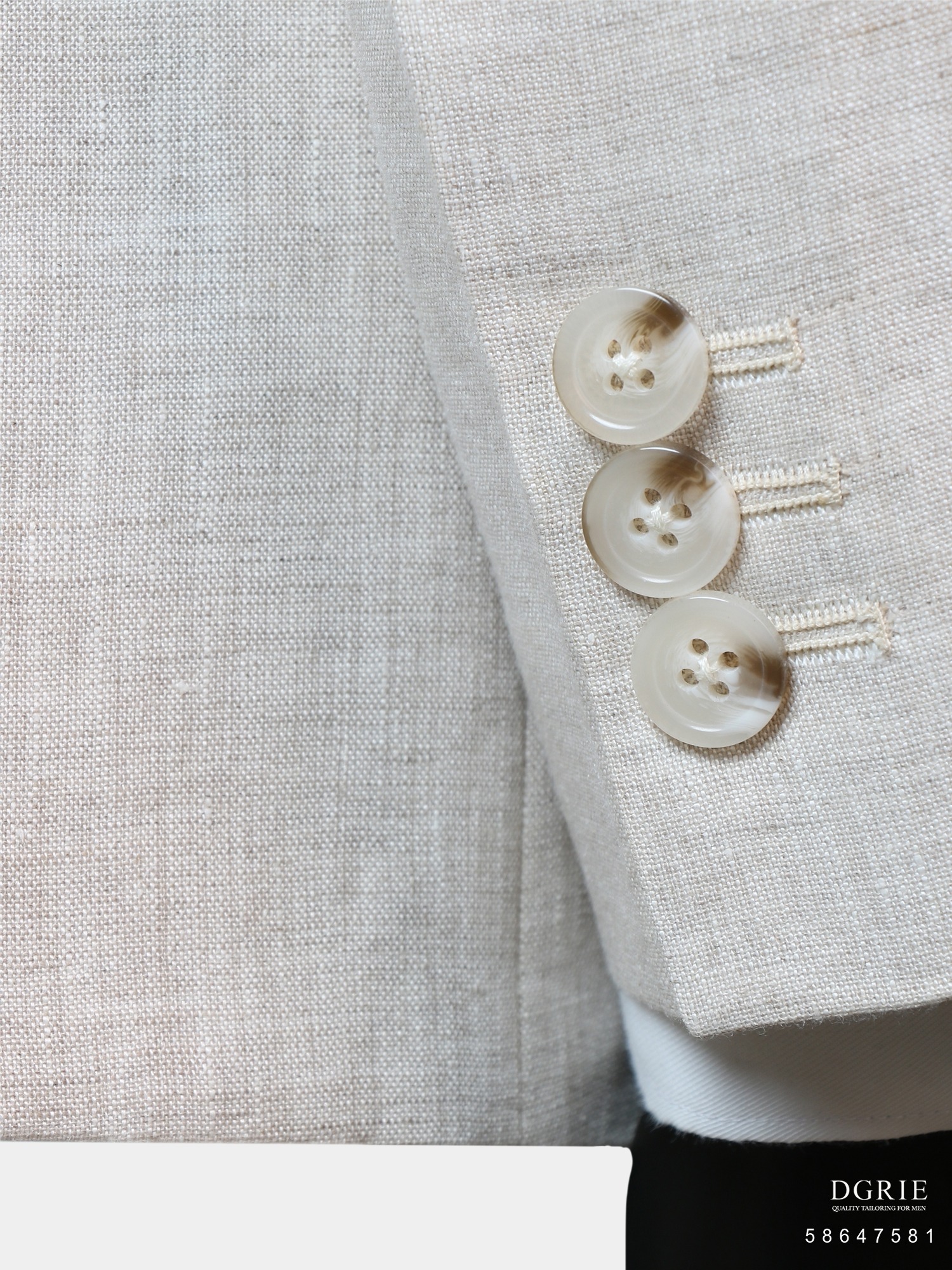 เสื้อสูท ผ้าลินิน สีเบจ - Beige Linen / Blue Flora Stripe Blazer - DGRIE