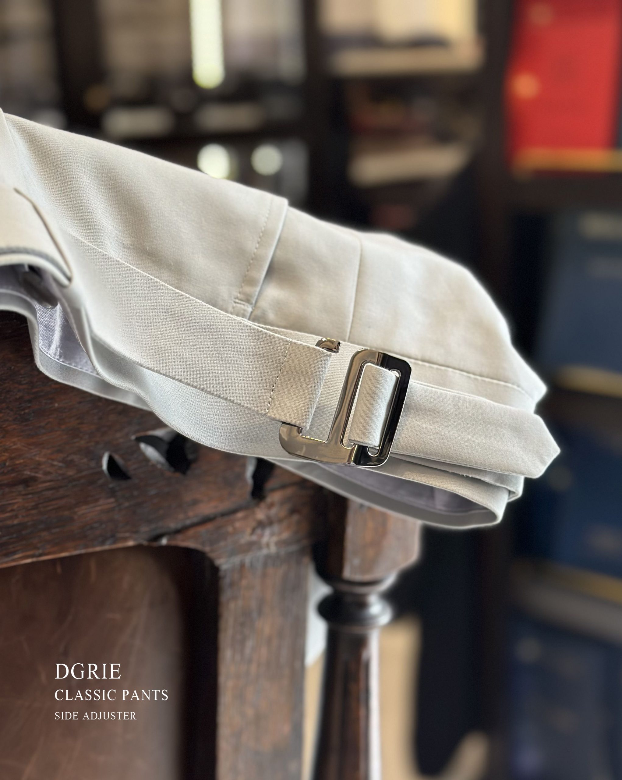 DGRIE CLASSIC BEIGE COTTON PANTS x SIDE ADJUSTER