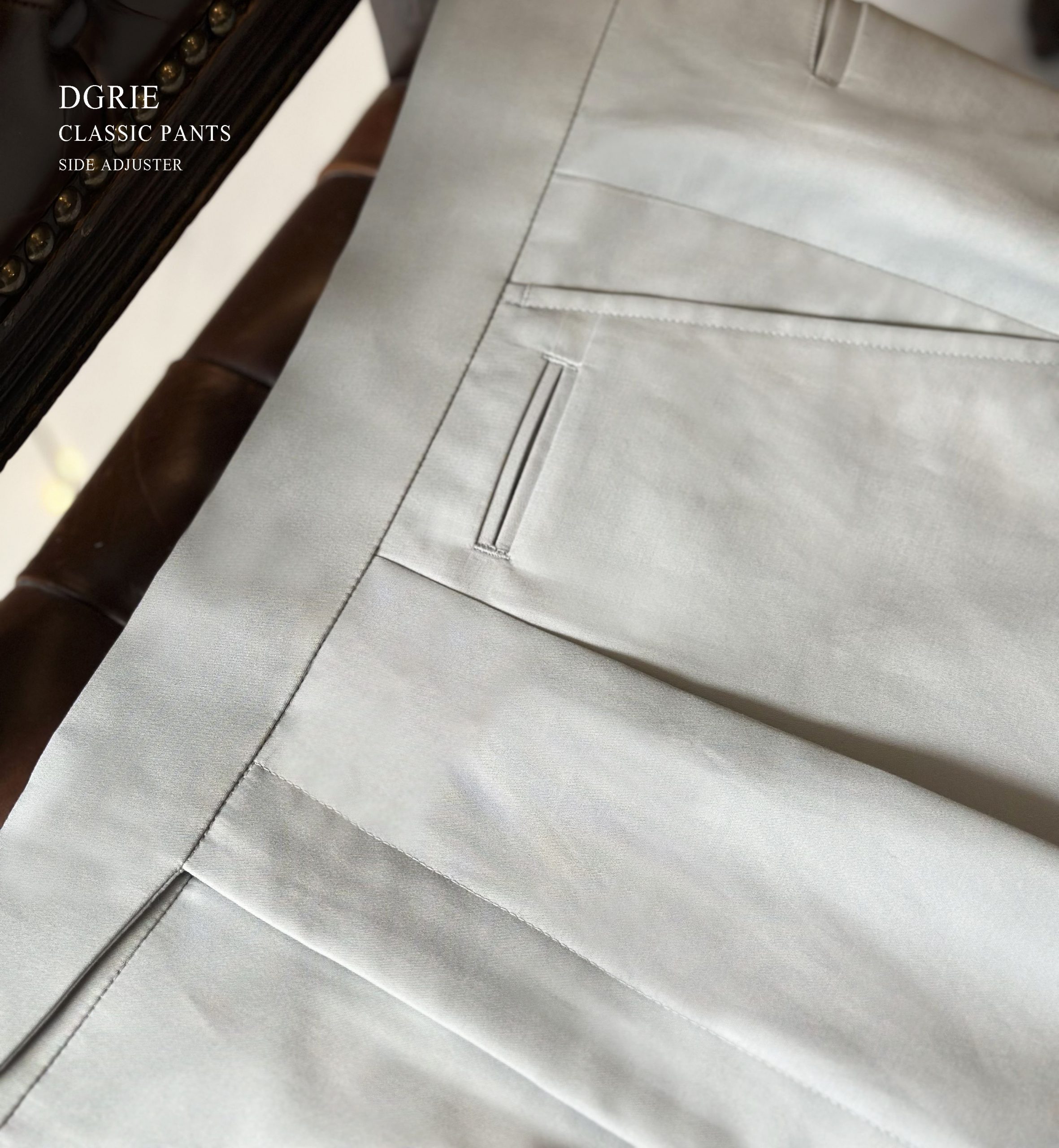 DGRIE CLASSIC BEIGE COTTON PANTS x SIDE ADJUSTER