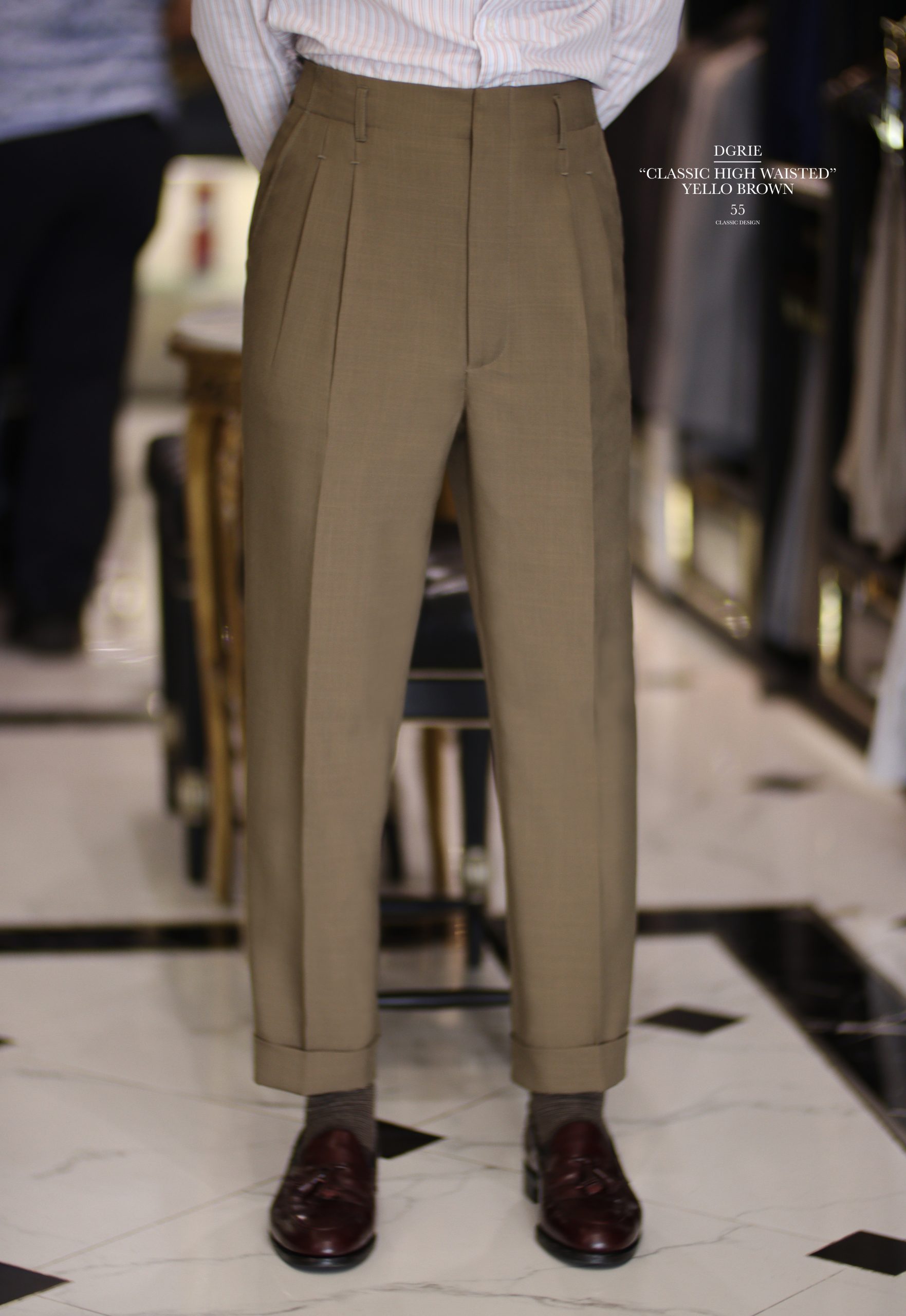 DGRIE PANTS 55 ตัดกางเกง วินเทจ ไร้ขอบ Classic Pleated Pants