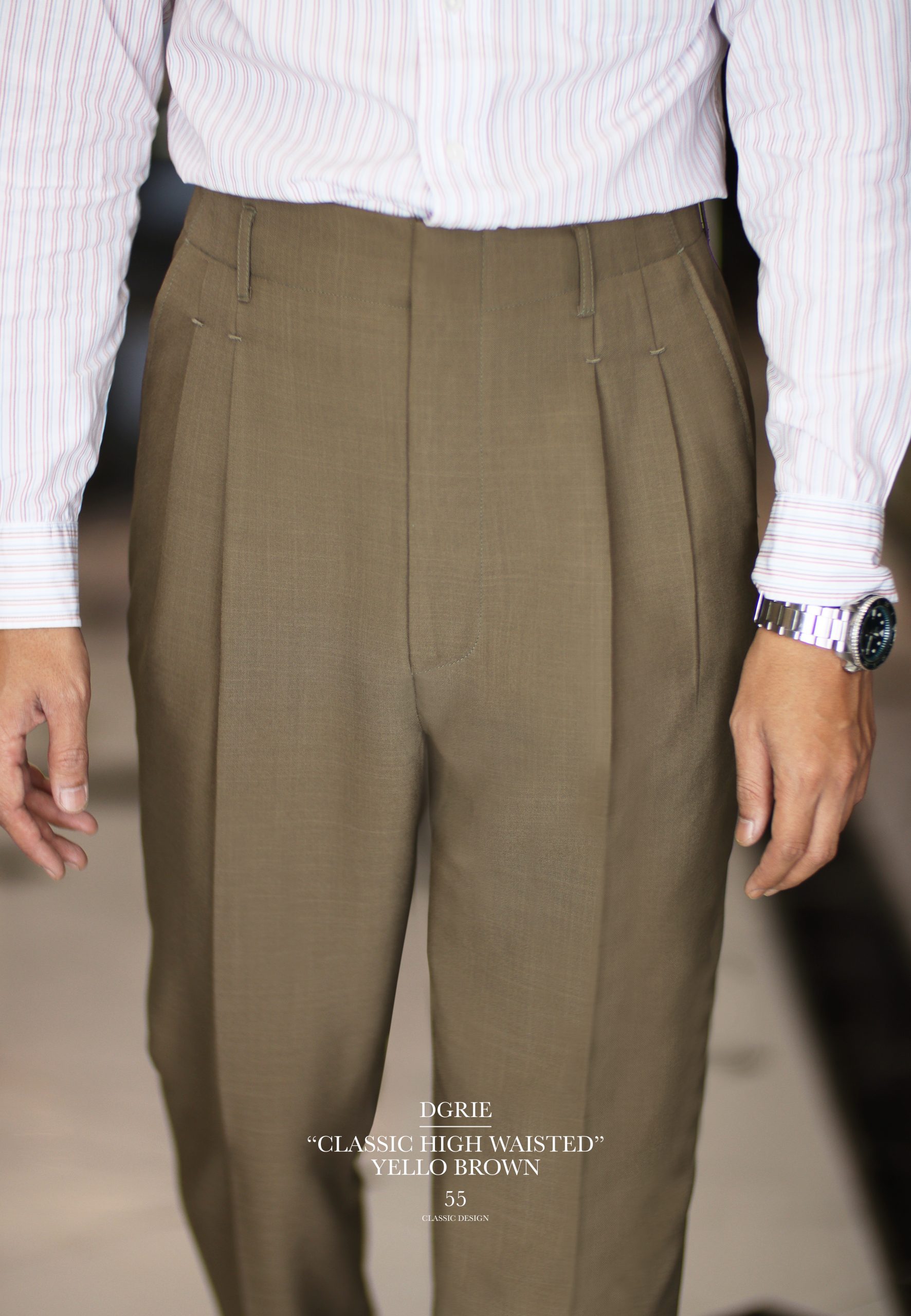 DGRIE PANTS 55 ตัดกางเกง วินเทจ ไร้ขอบ Classic Pleated Pants