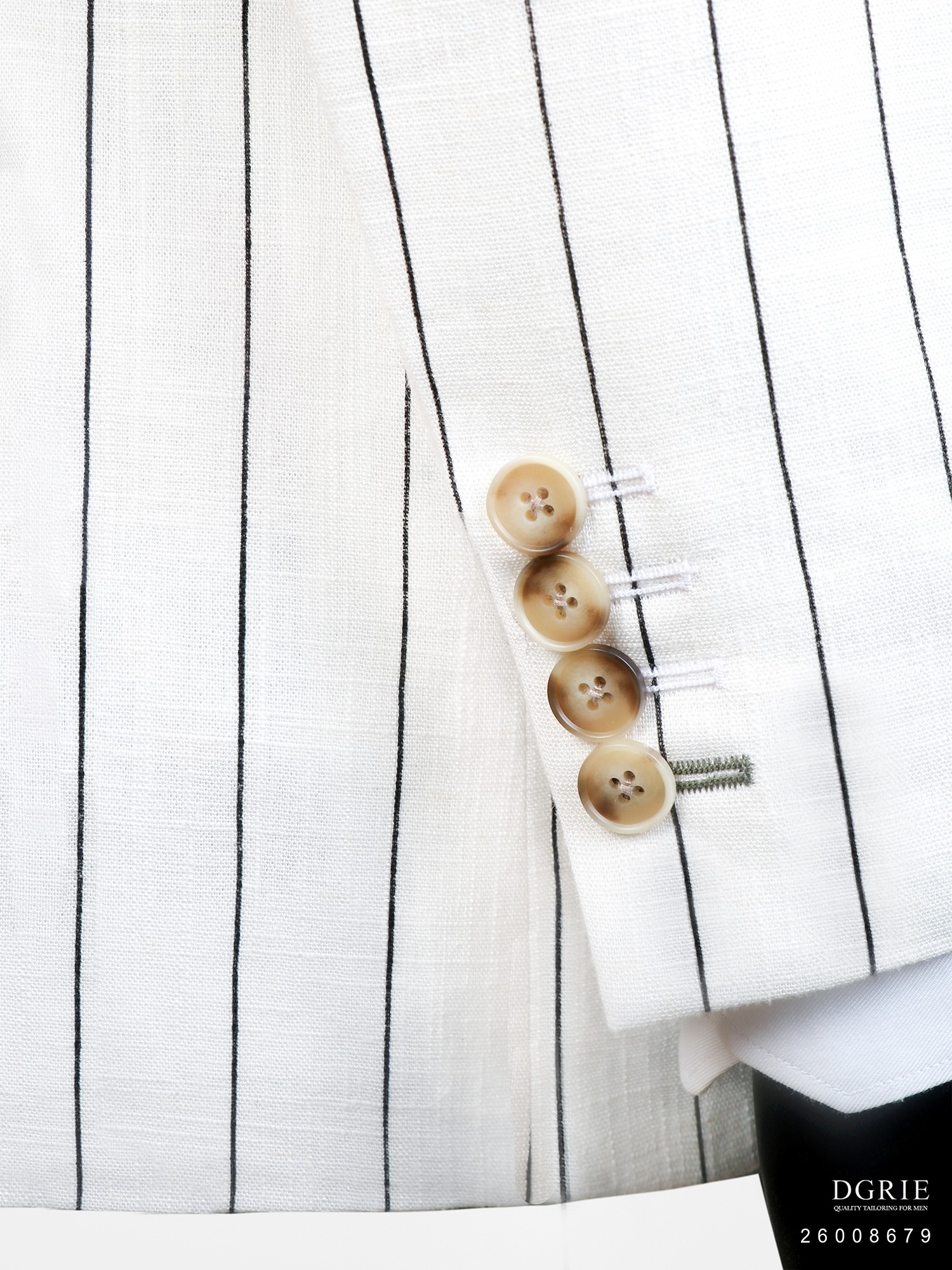 เสื้อสูทลินิน ลายทาง Double Breasted Pinstripe Cotton Linen Jacket