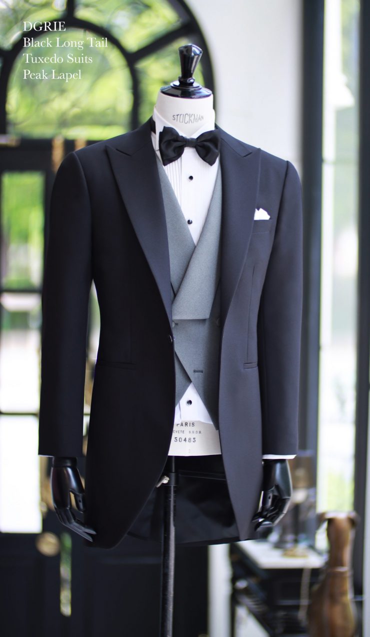 ตัดสูทแต่งงาน ทักซิโด้ หางยาว 3 Piece Black Long Tail Tuxedo Suits