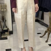 Women Linen Pants ตัดกางเกงผู้หญิง ลินิน สีธรรมชาติ ครีมอ่อน