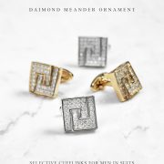 คัฟลิงก์ Cufflinks American Diamonds Meander Ornament